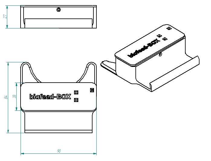 Dimensiones del dispositivo biofeed-BOX